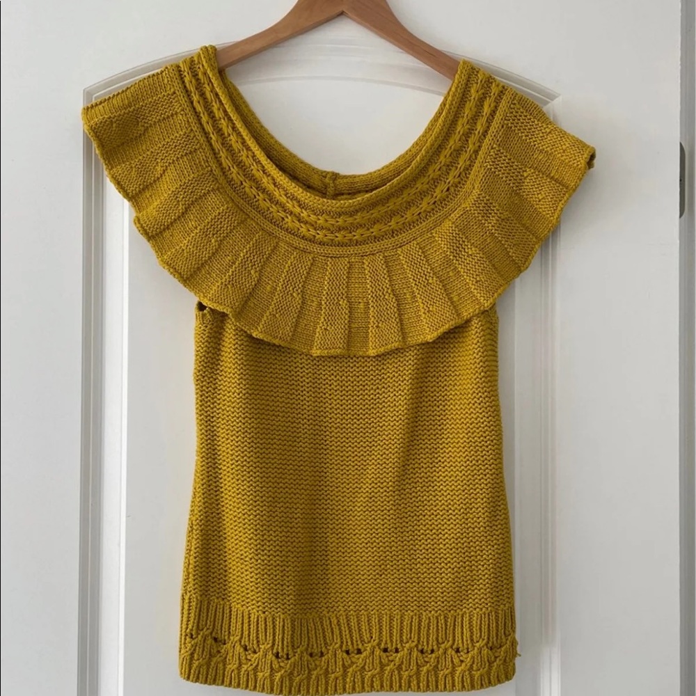 Yellow Crochet sleeveless Sweather Anthropologie
